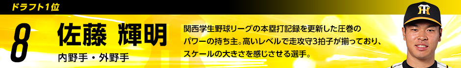 ドラフト1位 8 佐藤輝明選手