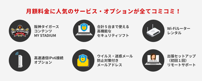 月額料金に人気のサービス・オプションがすべてコミコミ！